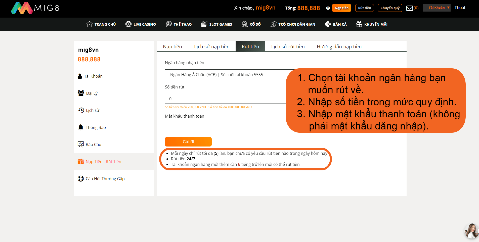 rút tiền mig8 4